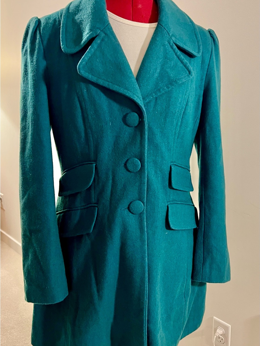 New Look Teal Tailored Wool-Blend Trench Coat